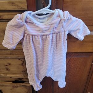 Ralph Lauren Pink and White Striped Footie